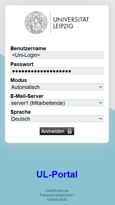 zur Vergrößerungsansicht des Bildes: Zu sehen ist das Anmeldefeld des Uni-Webmailers Horde.